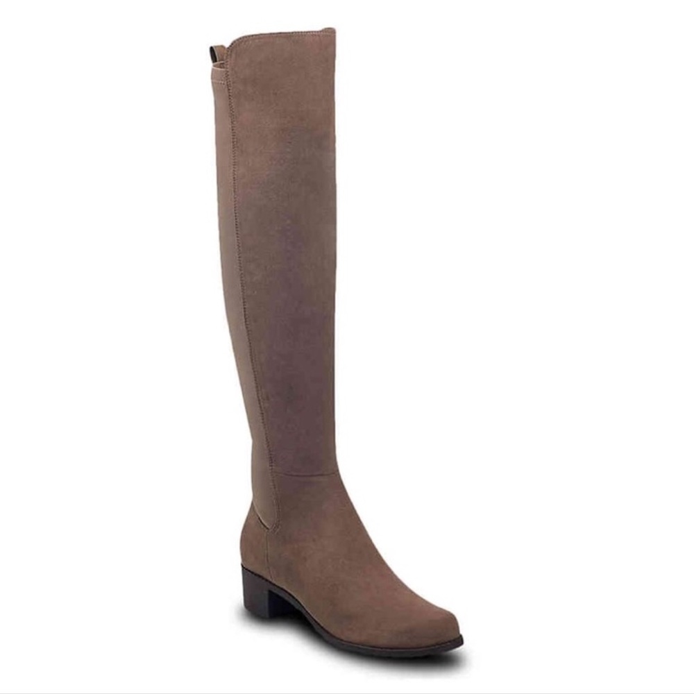 Unisa Gillean Taupe Faux Suede Over the Knee Boots